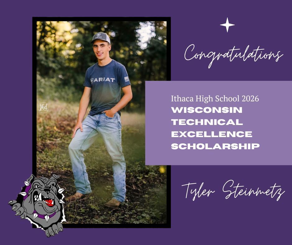 Tyler Steinmetz, Ithaca High School Class of 2026 Wisconsin Technical Excellence Scholarship