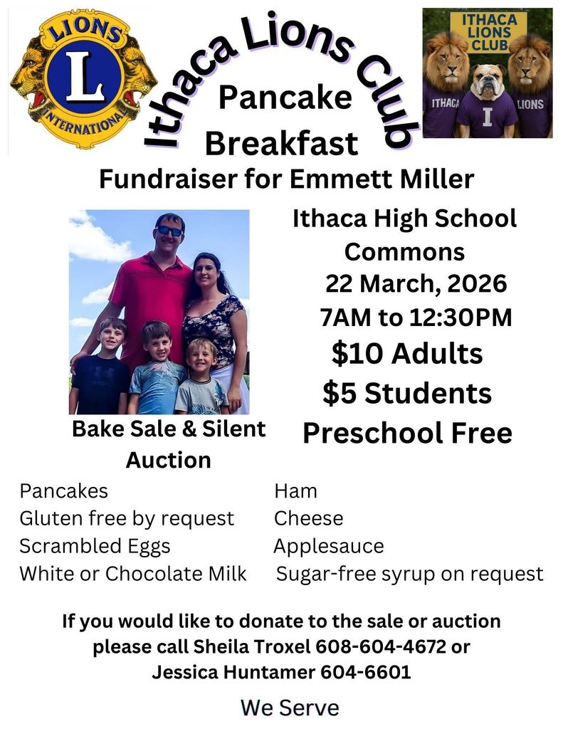 Ithaca Lions Club breakfast Miller family 2026