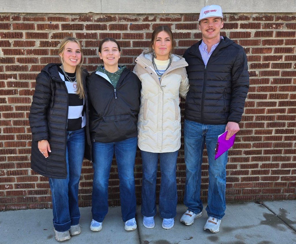 Ithaca FFA State qualifying Livestock Evaluation team - Annabeth Sprecher, Emma Hilby, Brinley Wanless and Ethan Birkrem.