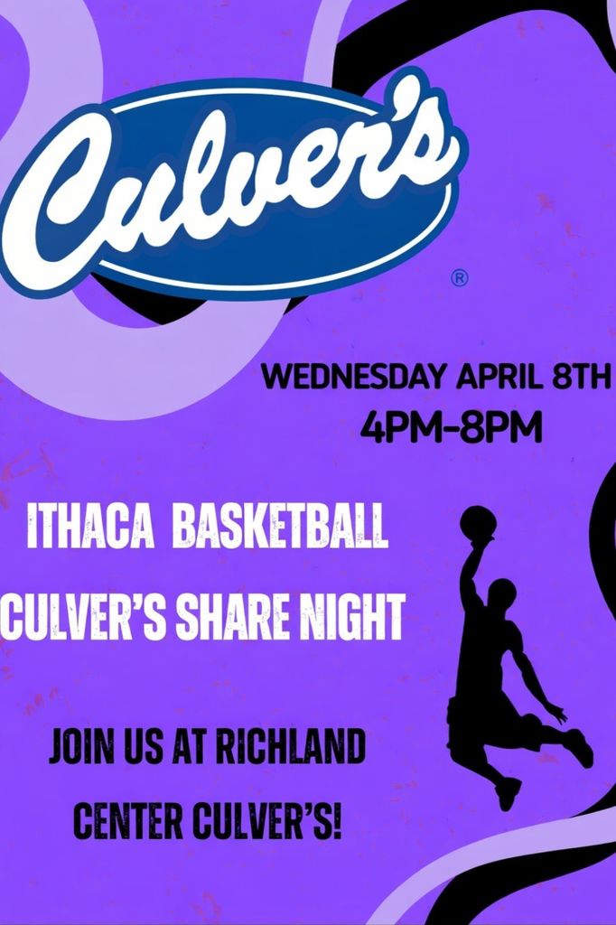 Ithaca Basketball share night at Culver's April 2026
