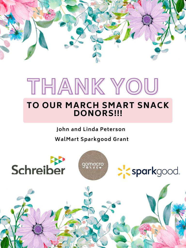 March Smart Snack donors Ithaca Elementary 2026
