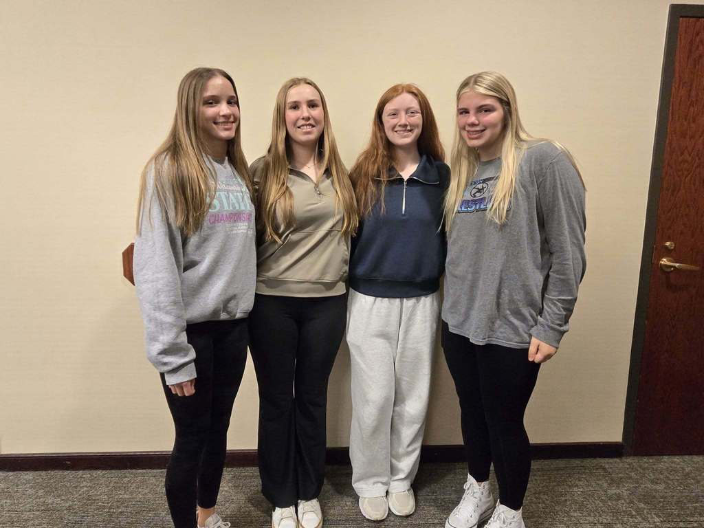 2026 Ithaca FFA State Qualifiers Vet Science team Aubri Imhoff, Ellie Otto, Aliyah Swenson, Kaylee Manning