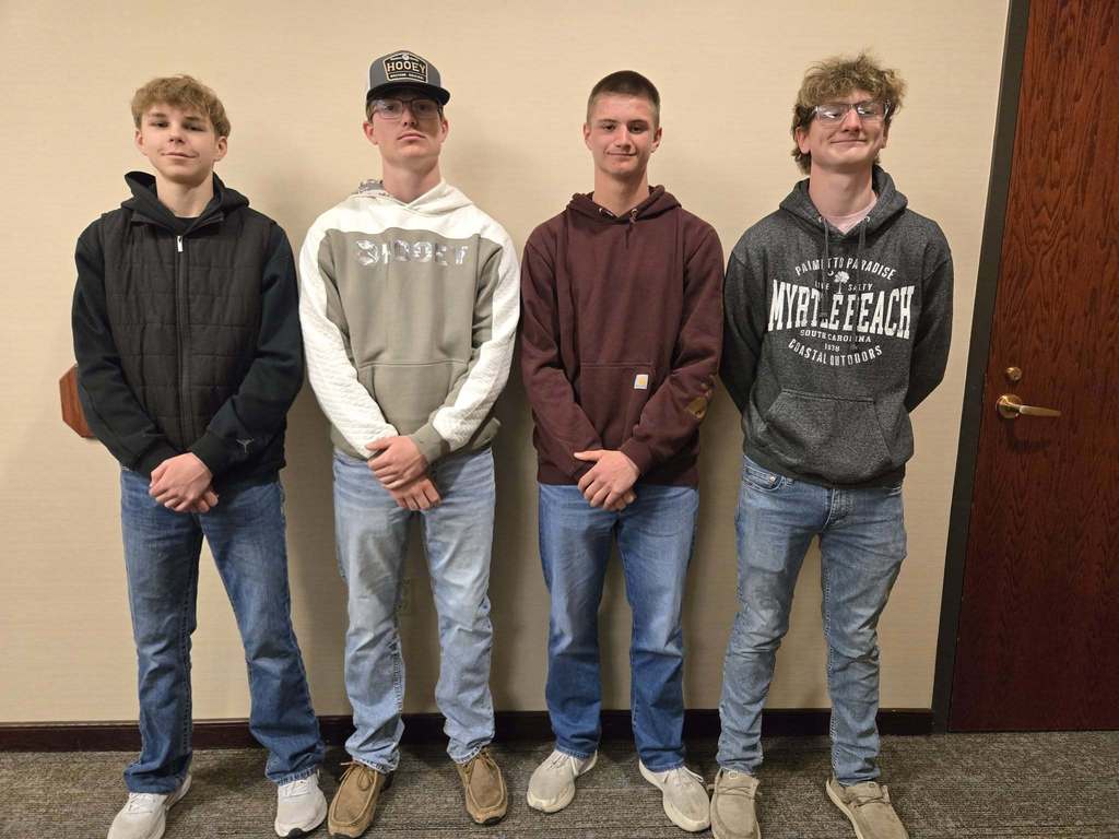 2026 Ithaca FFA Wildlife team Owen Kershner, Keegan Jones, Isaiah Fargen, Hunter Moe