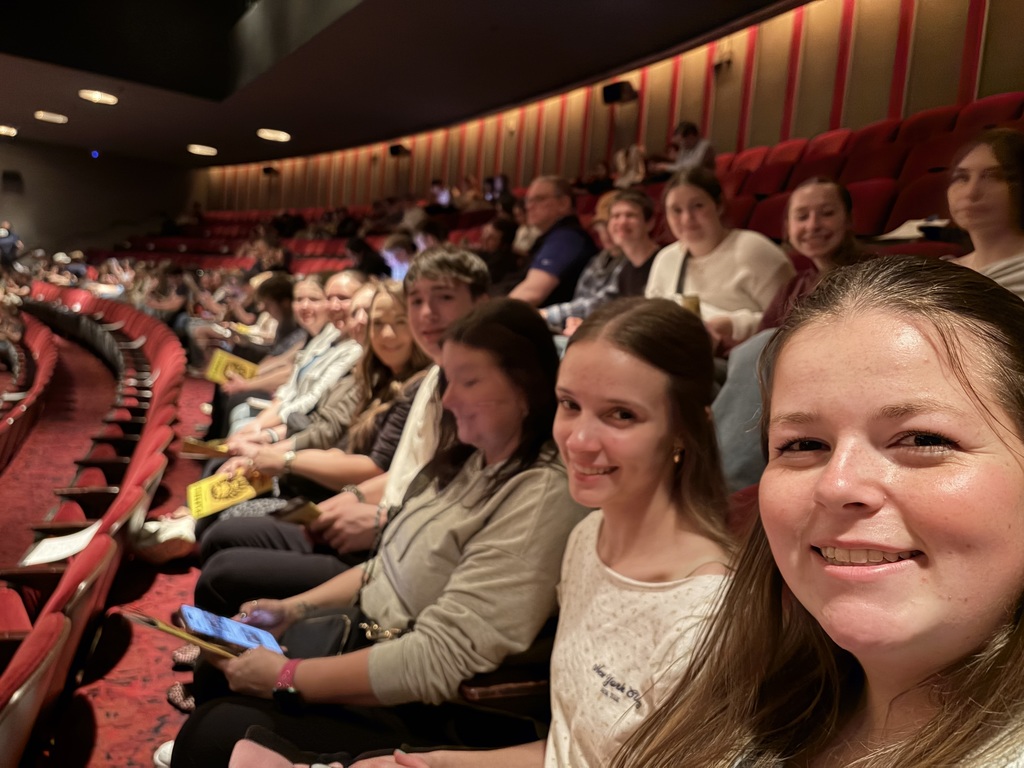 Ithaca Music Department Spring 2026 New York City trip group at Lion King