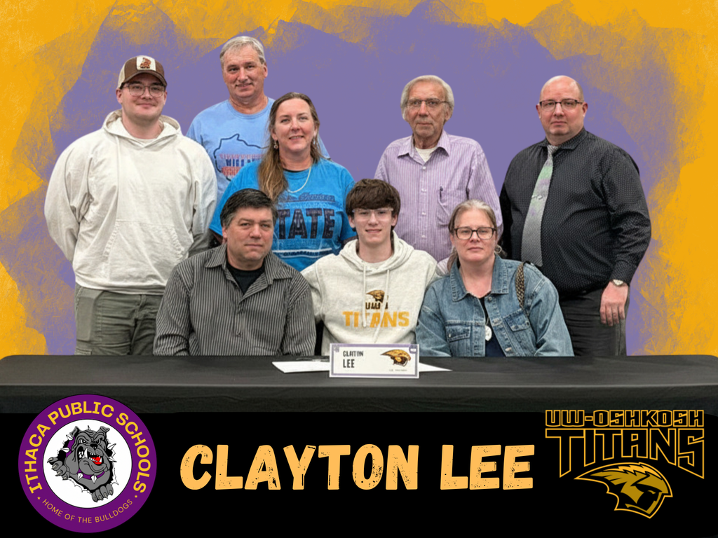 Ithaca High School Class of 2026 Clayton Lee signs his commitment to UW-Oshkosh