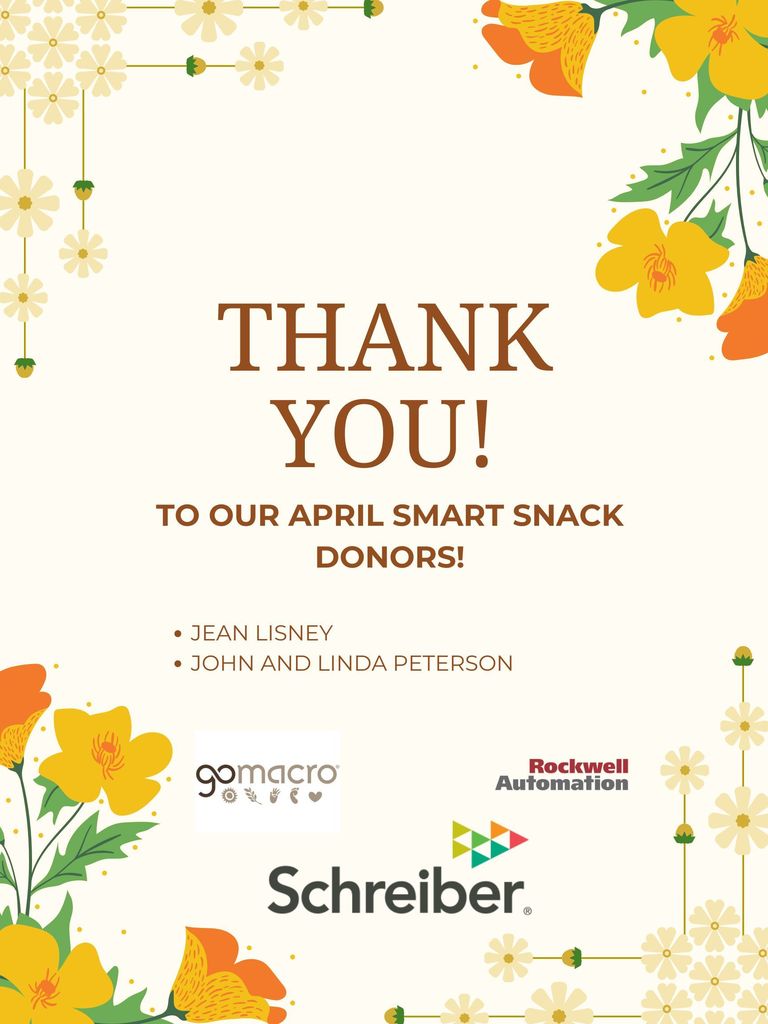 April Ithaca Smart Snack donors