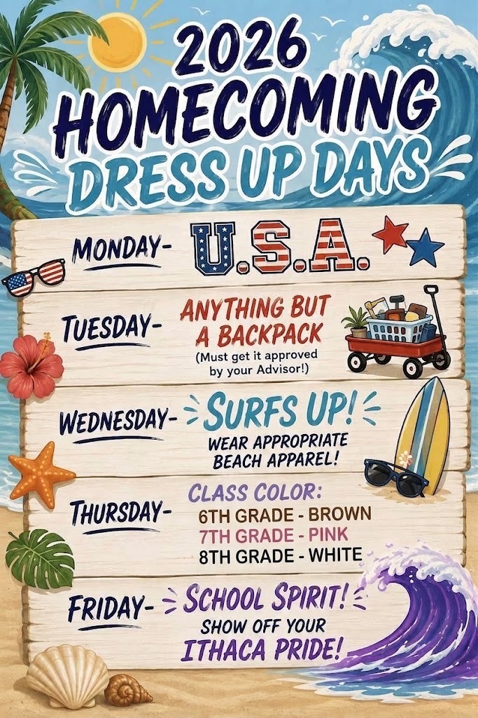 2026 Homecoming Middle School Dress Up Days
