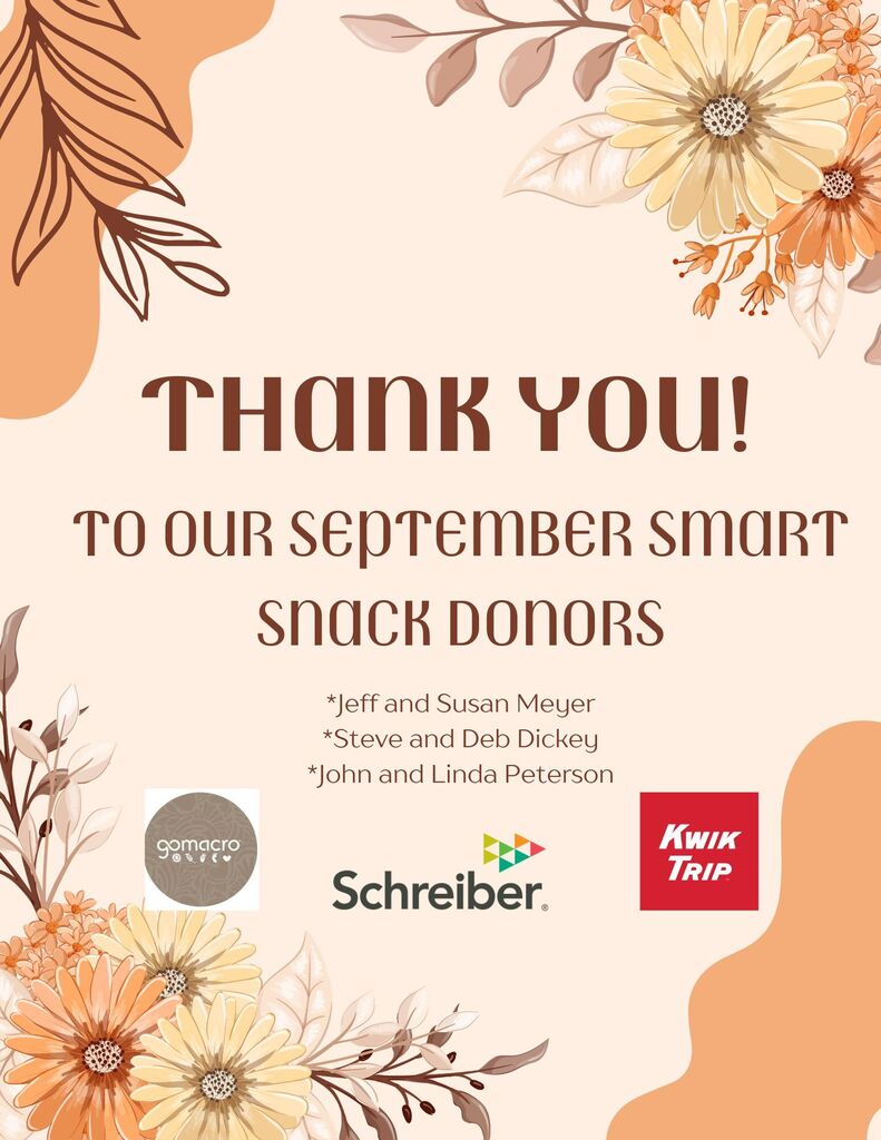 September 2026 Smart Snack donors Thank YOU!