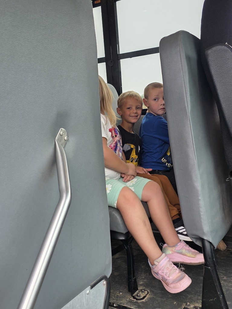 2026 Bus Safety student training exercise on the bus smiles