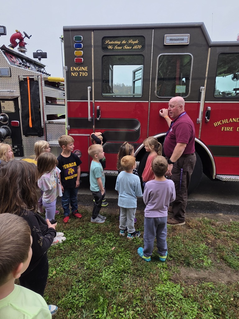 2026 Fire Safety student training and exercises talking about truck with Mr. Coenen