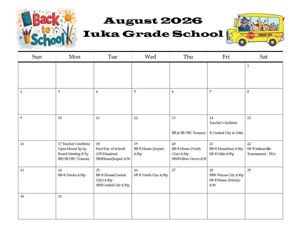 August 2026 Calendar