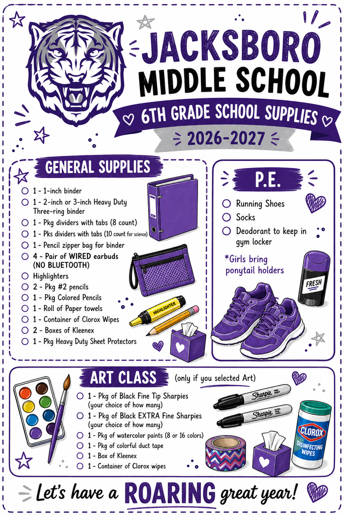 6th Grade Supply List