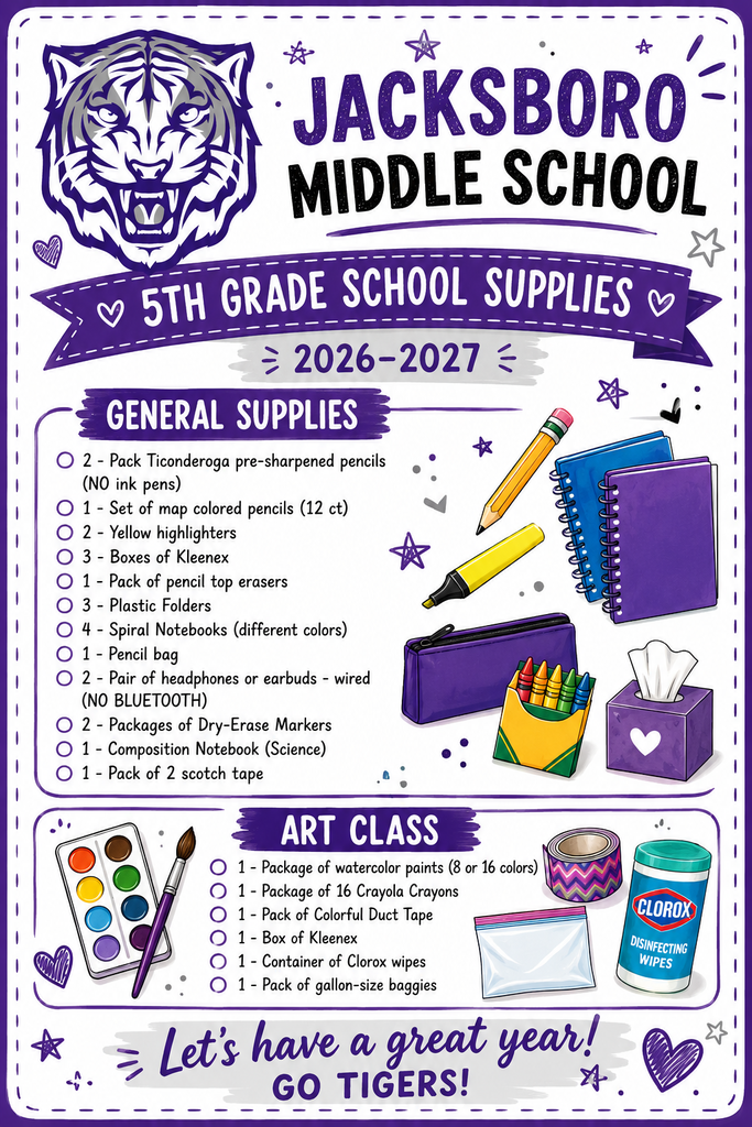 5th Grade Supply List