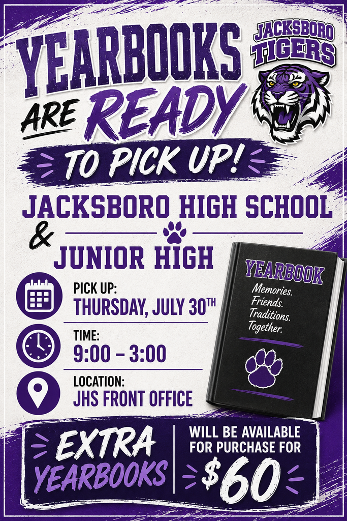 Yearbooks are ready to pickup at the high school starting on Thursday, July 30th at 9:00 AM. Extra yearbooks are available for purchase for $60