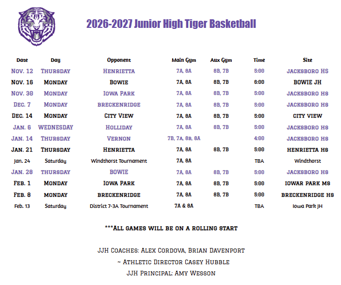 JJHS Tiger Basketball