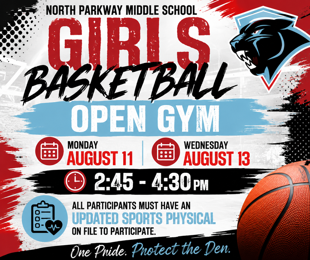Girls basketball open gym. August 11 and 13 from 2:45-4:30.