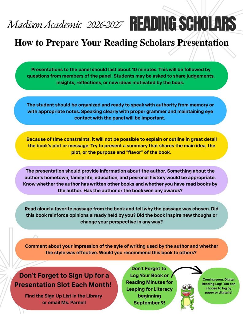 Reading Scholars Presentation Tips