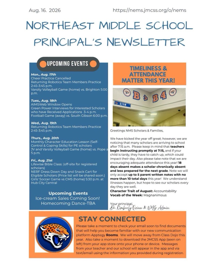 NMS Principal’s Weekly Newsletter Aug. 16th