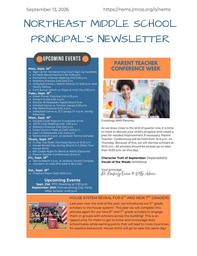 NMS Principal Newsletter Sept. 13th 