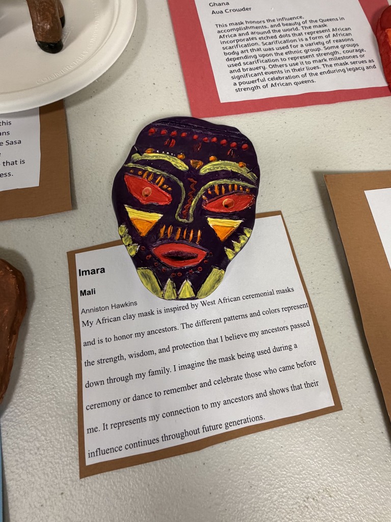 Student Work Spotlight: West African Masks art display