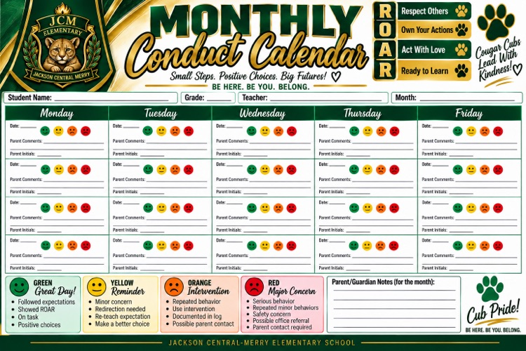 MONTHLY CONDUCT CALENDAR