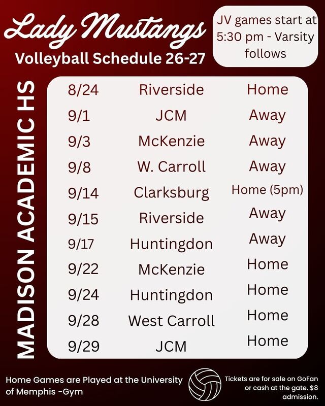 Girl Volleyball Schedule