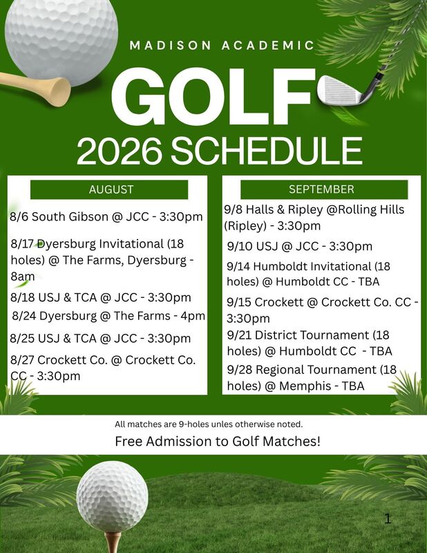MAHS Golf Schedule