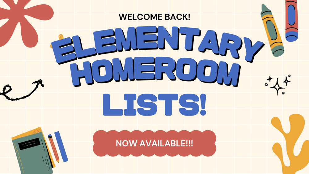 Elementary Homeroom Lists Now Available