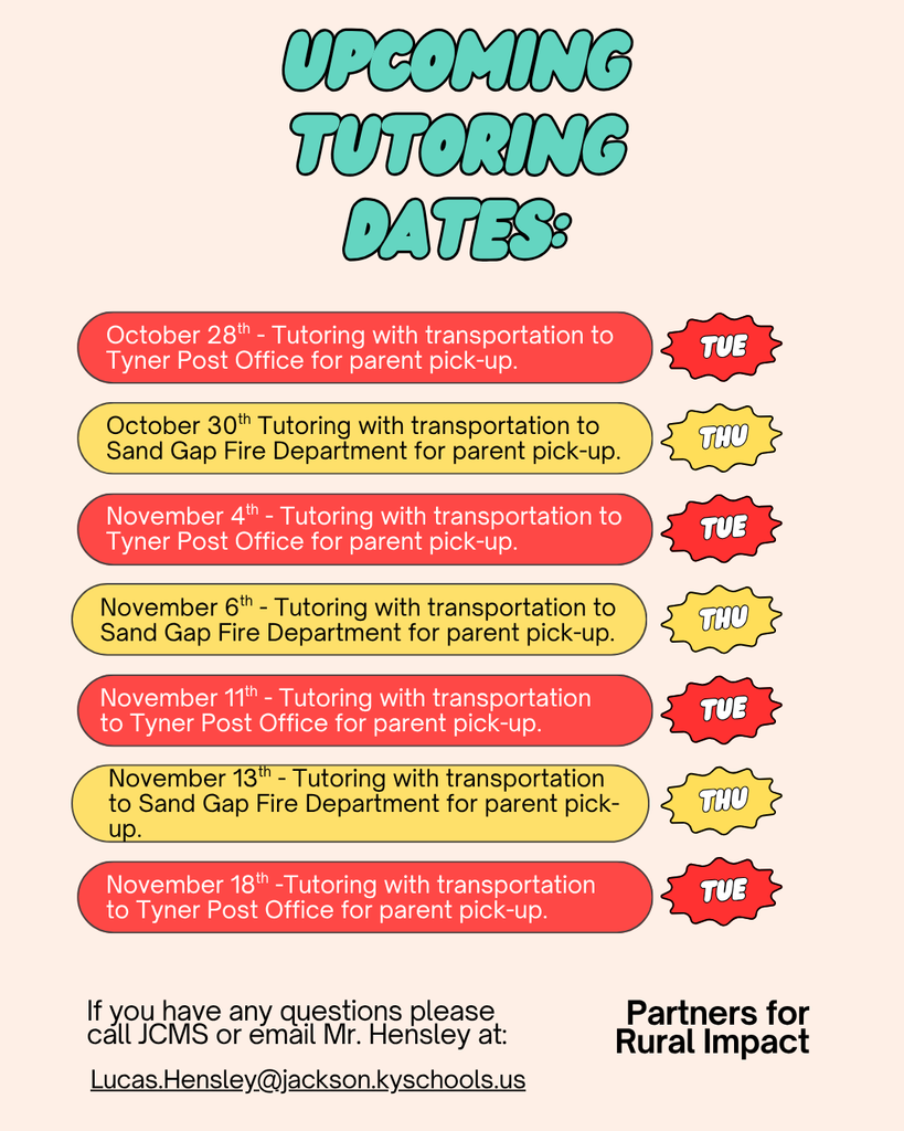 PRI Tutoring Dates