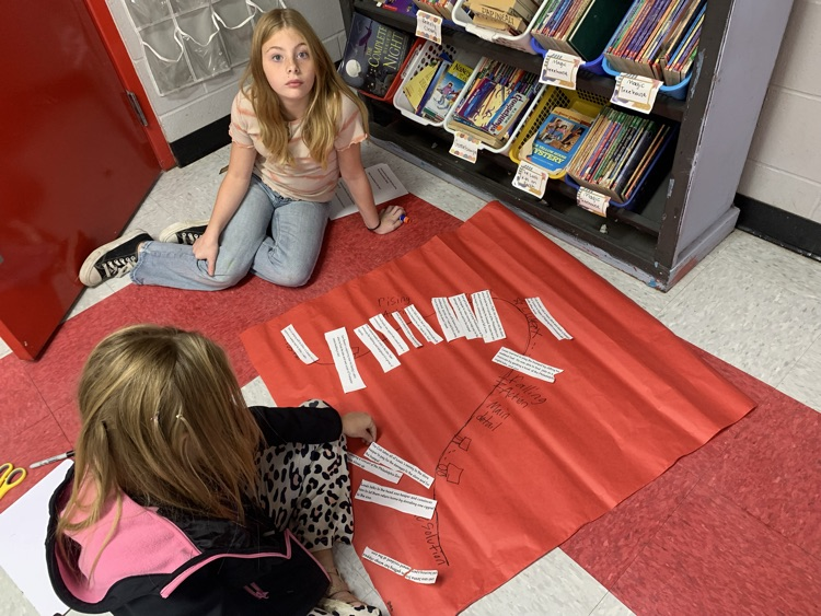 4th grade Literacy completing plot mountain after reading Trumpet of the Swan