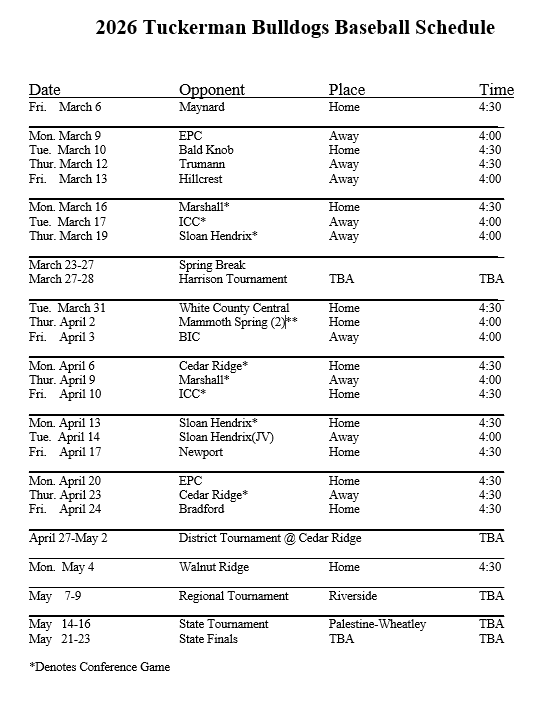 2026 Baseball Schedule