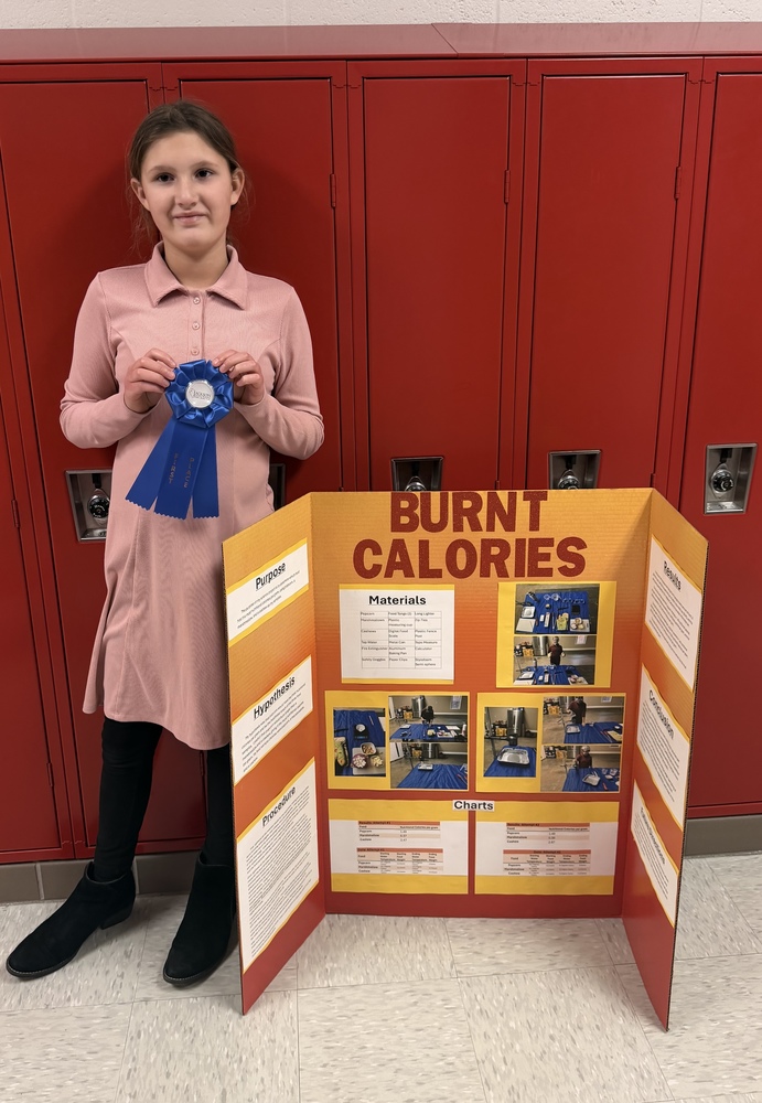 Anastasia Lehnhoff - County Science Fair Category Winner,  2nd place Category at Regional Science Fair
