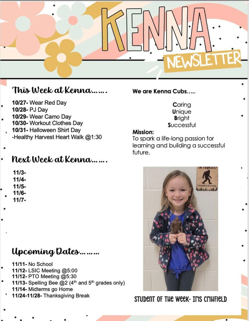 Kenna Elementary Newsletter 10.27.25