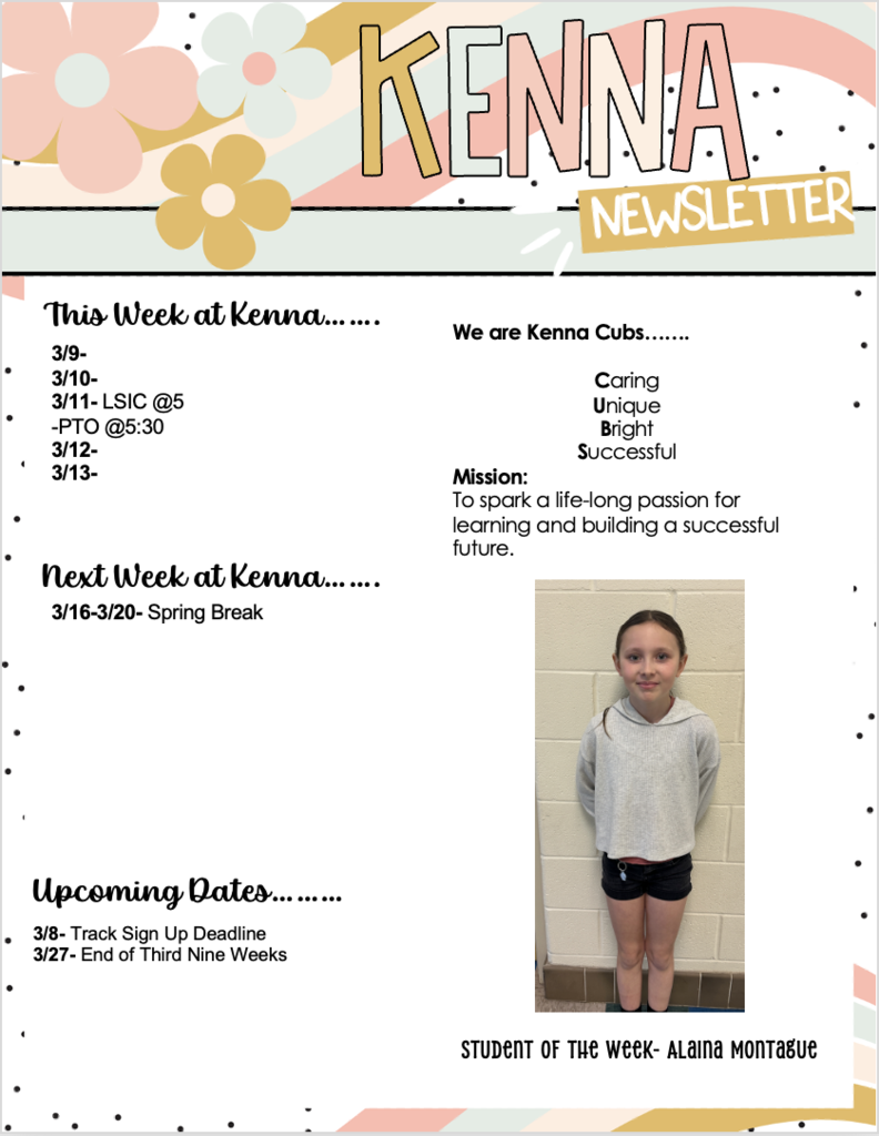 Parent Newsletter 3.9.26