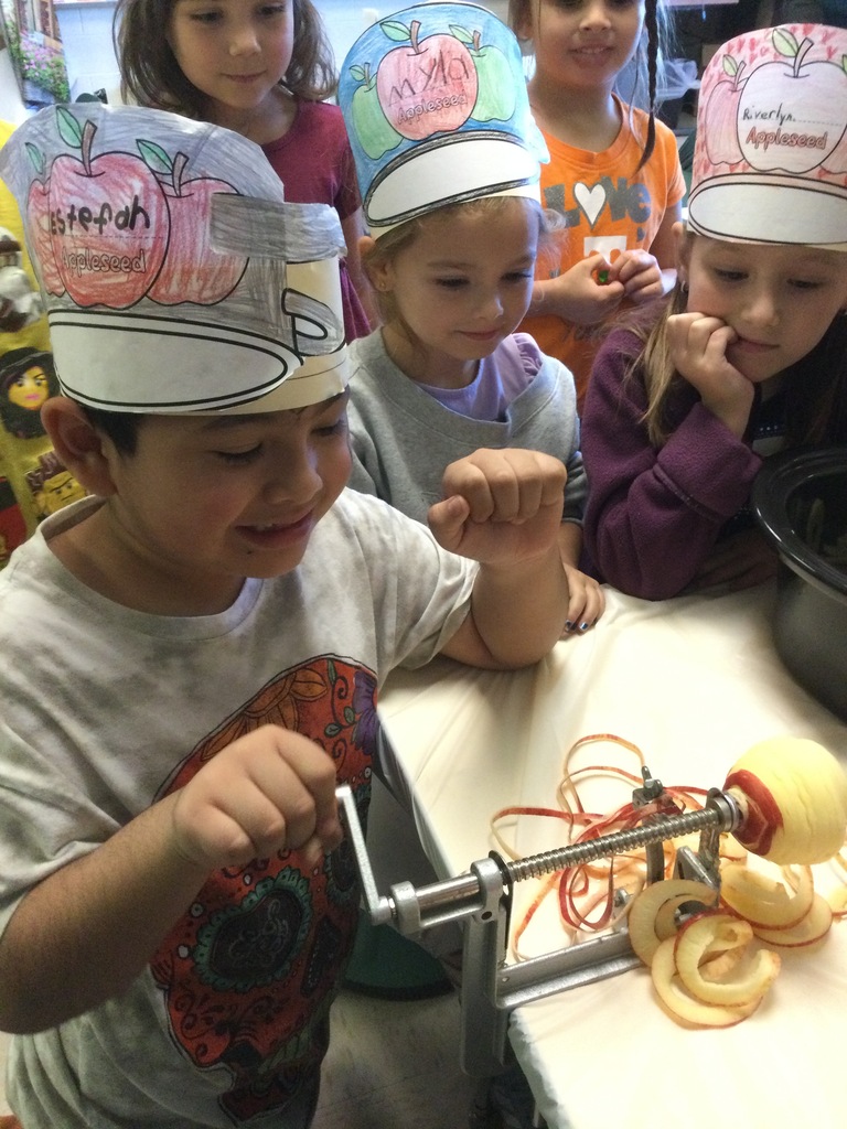 Picture of students celebrating Johnny Appleseed in Mrs. Banton's class.