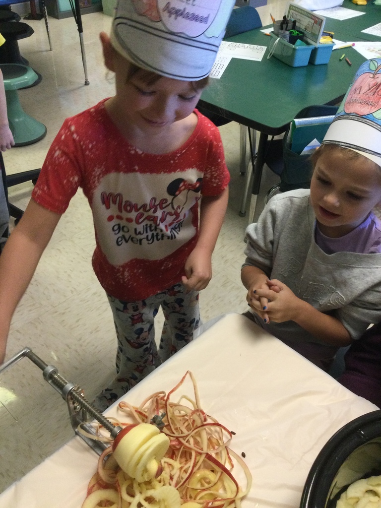 Student peeling apples