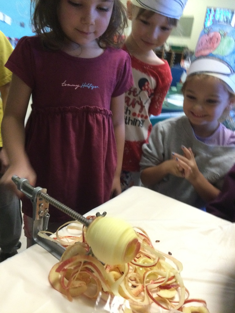 Student peeling apples