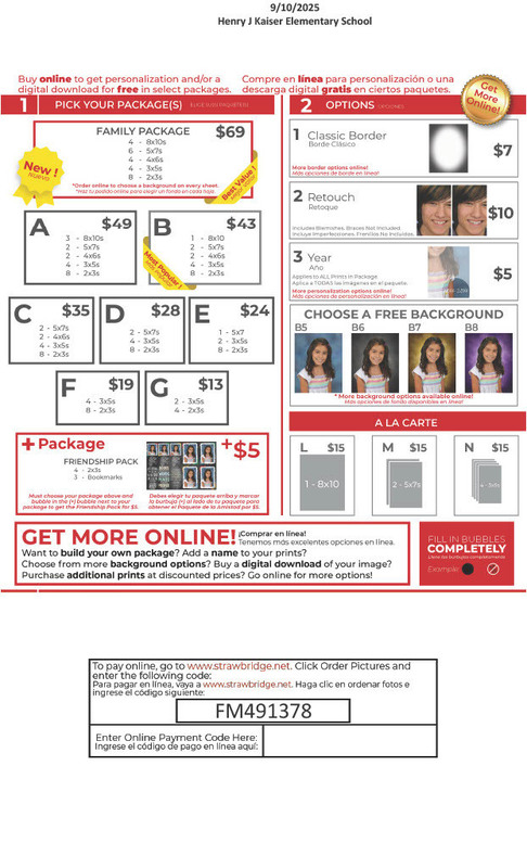 Picture Day Order Form