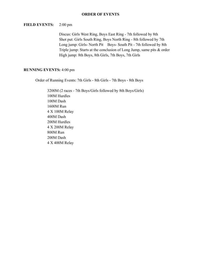 Order of Events