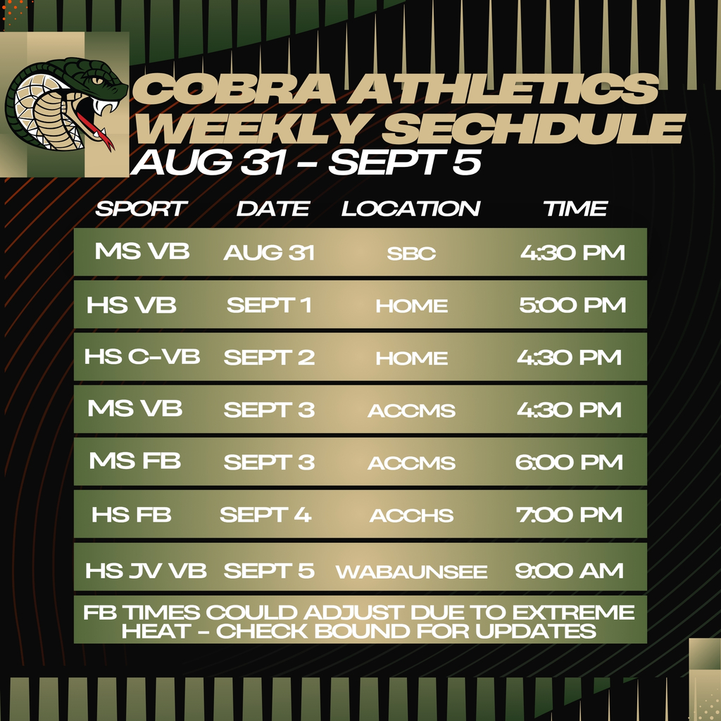 Week 1 - Athletic Schedule