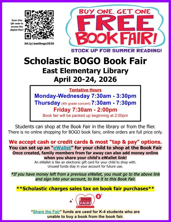 BOGO Book Fair is April 20-24th