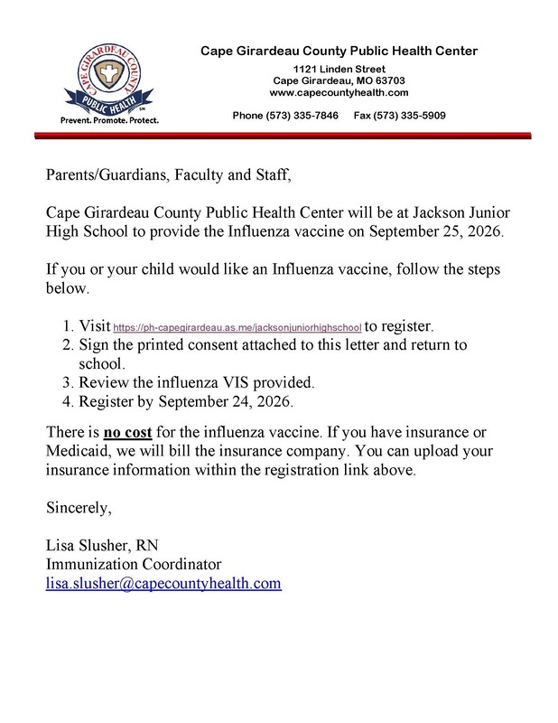 Health Dept Letter about Flu Vaccine