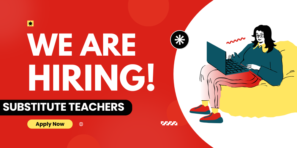 now hiring substitute teachers photo graphic