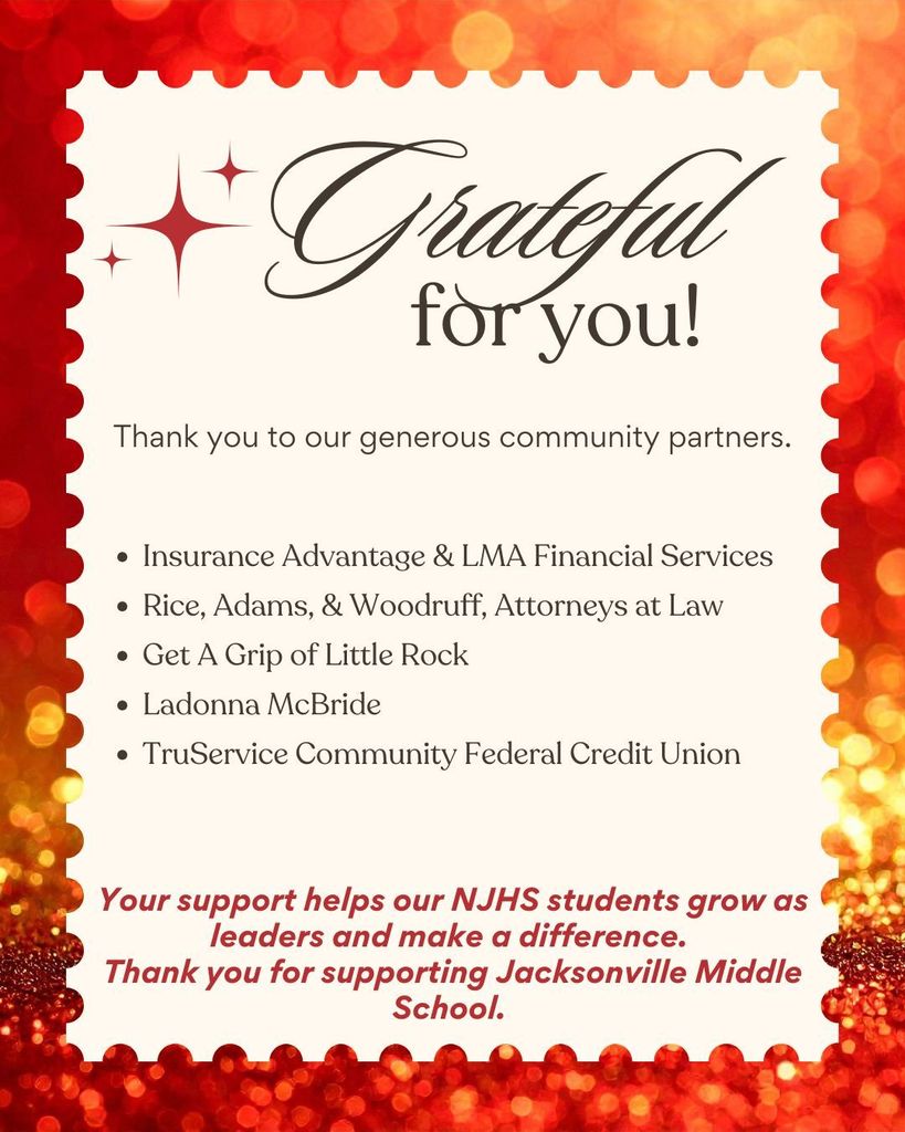 JMS National Junior Honor Society community partner thank you