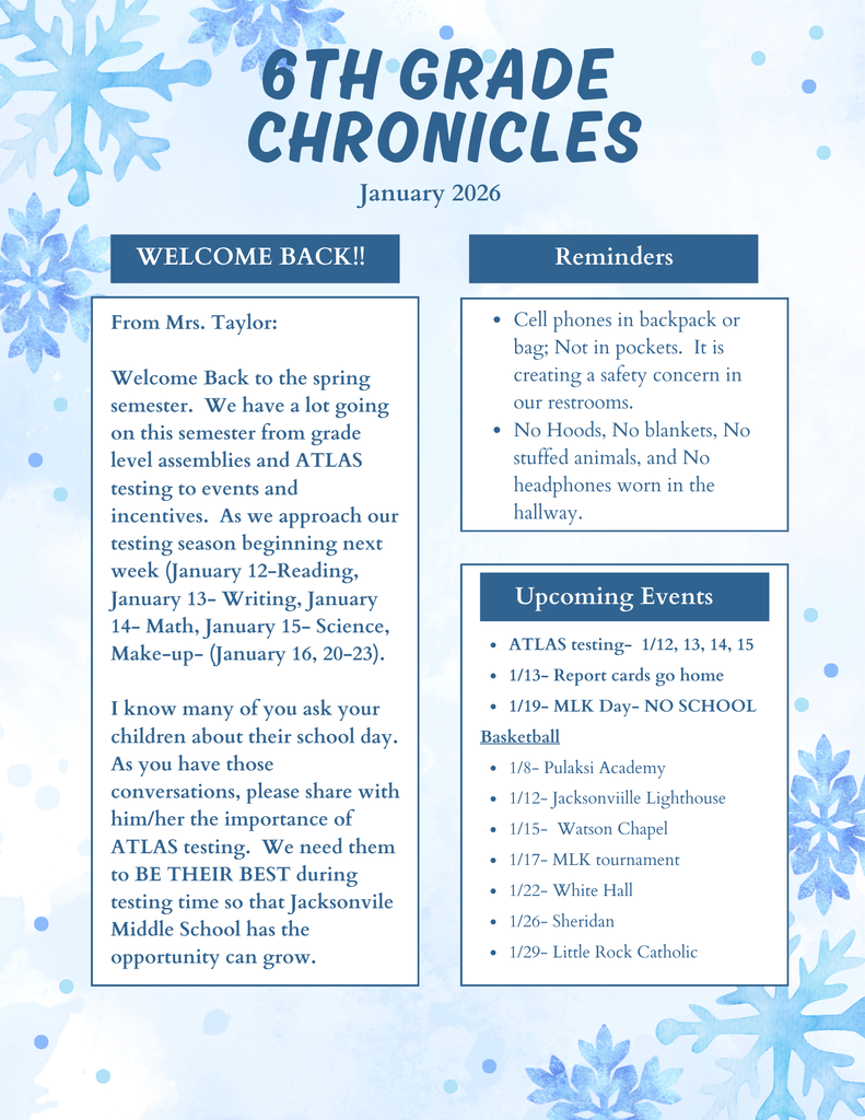6th Grade Winter Newsletter