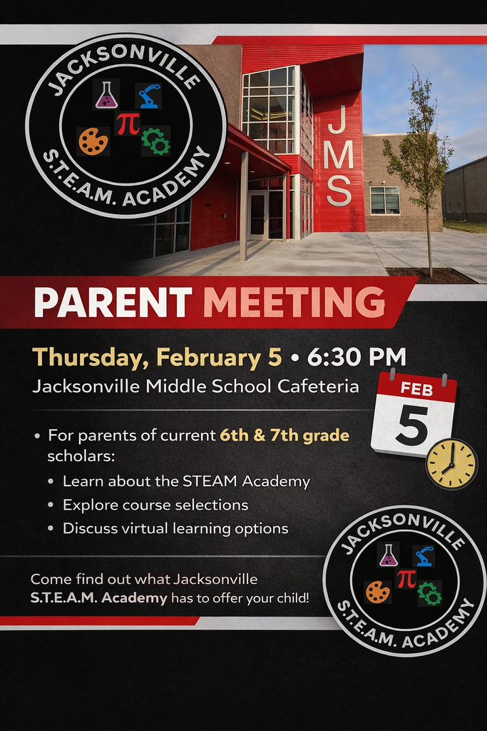 parent meeting steam academy for 6th and 7th grade parents and scholars. thursday, february 5 at 6:30 pm in the middle school cafeteria. 