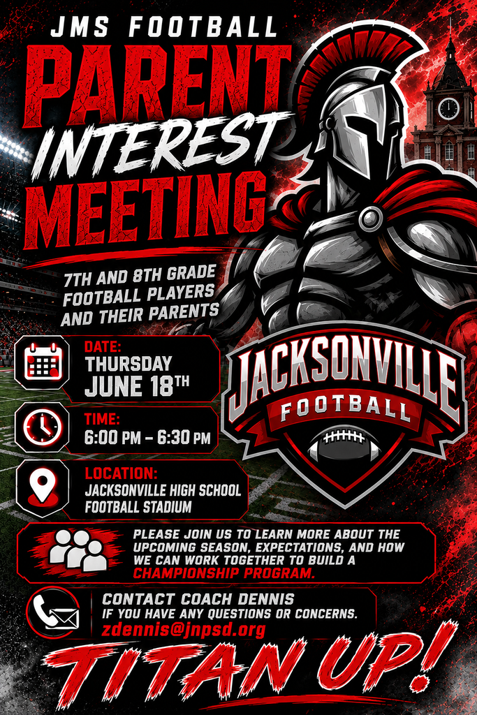 jms football parent interest meeting flyer 7th and 8th grade football players and their families