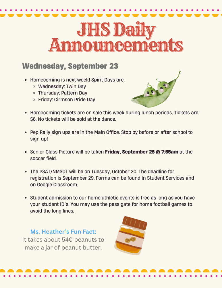 Daily Announcements 9.23.26