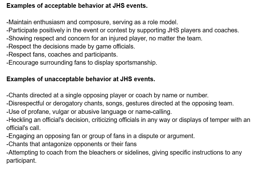 JHS Event Expectations