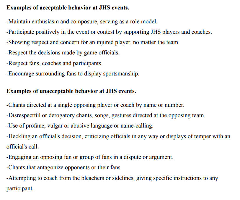 JHS Event Expectations